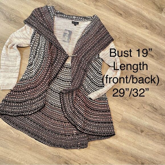 DOR DOR COUTURE HIGH LOW CARDIGAN OPEN FRONT SWEATER W/EMBELLISHED CLIP M NWT - Picture 10 of 15